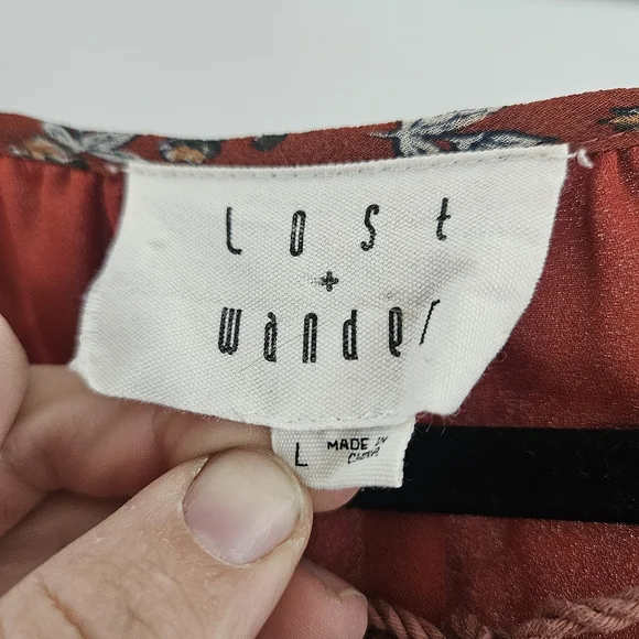 Lost + Wander Floral Long Sleeve Dress in Rust Anthropologie - Picture 5 of 6